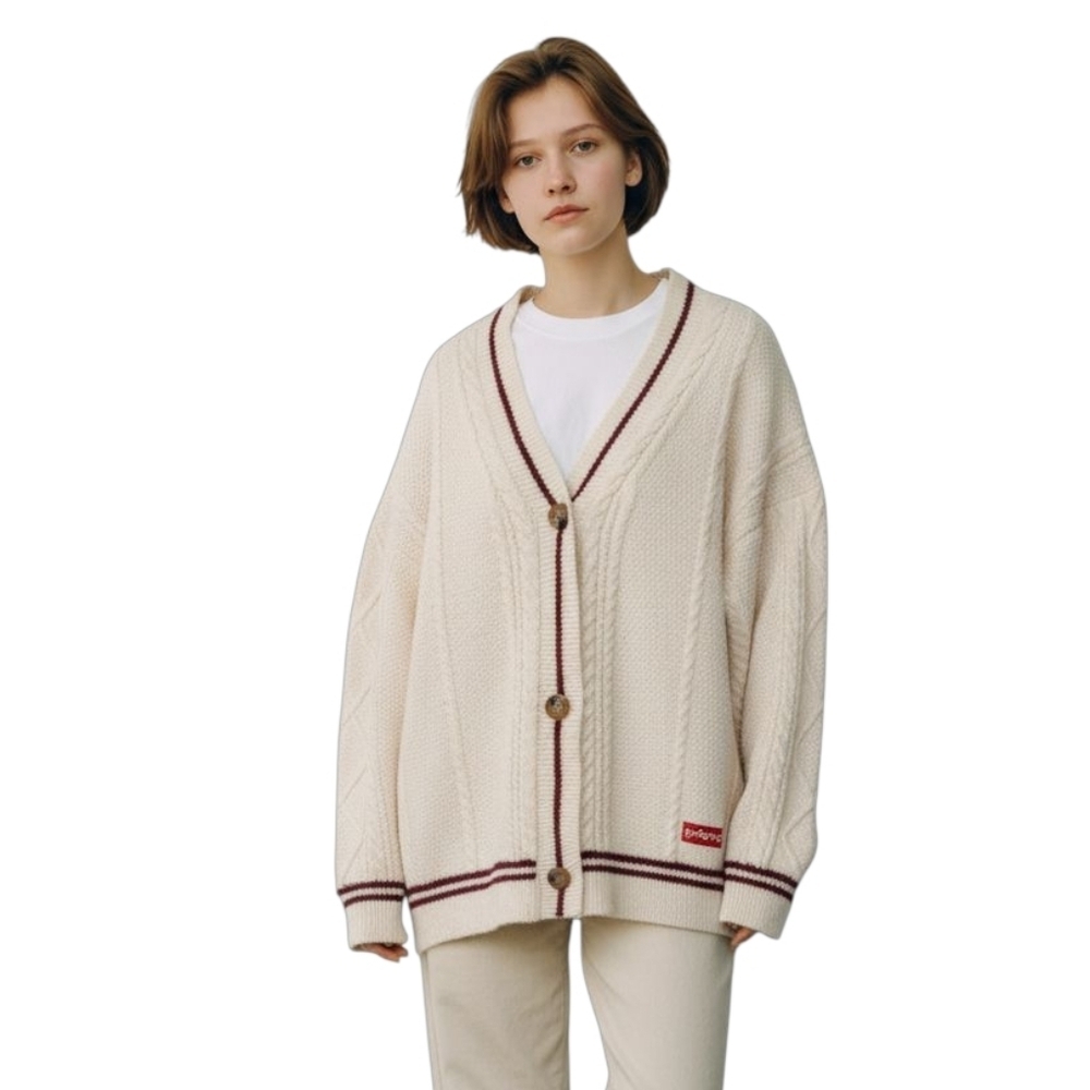 Taylor Swift Inspired Star Elbow Cream Cardigan 3 Button Knit Oversized Large